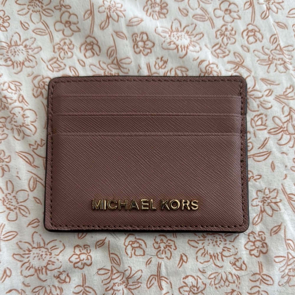 Michael Kors Brown Leather Key Card Holder